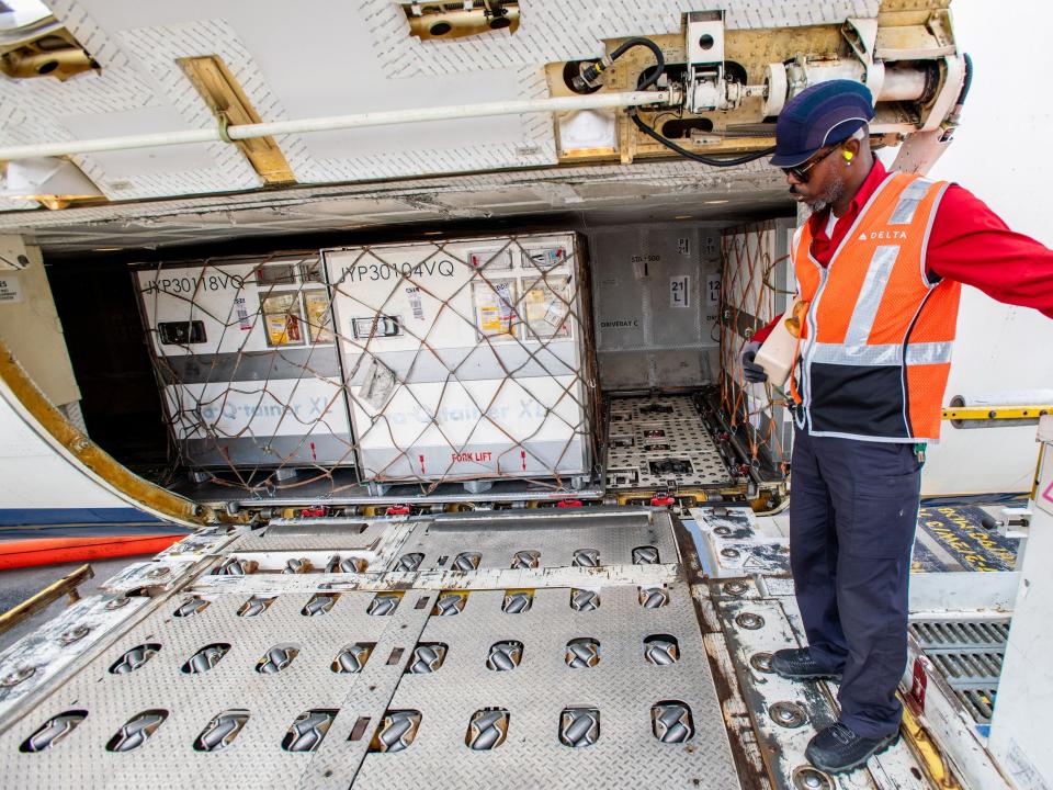 Delta shipping vaccines during the pandemic.