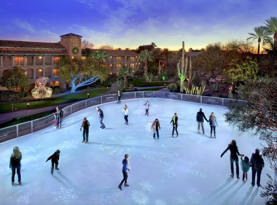 The Desert Ice Skating Rink returns to the Fairmont Scottsdale Princess as part of the hotel's "Christmas at the Princess" season celebration.