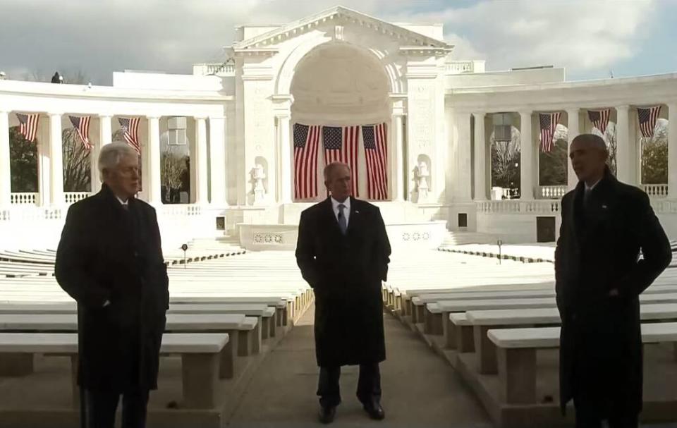 Former Presidents, Bill Clinton, George W. Bush, Barack Obama, Celebrating America, 2021 Presidential Inauguration 	