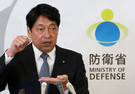 Japan's Defence Minister Itsunori Onodera attends a news conference at Defence Ministry in Tokyo, Japan August 8, 2017. REUTERS/Issei Kato