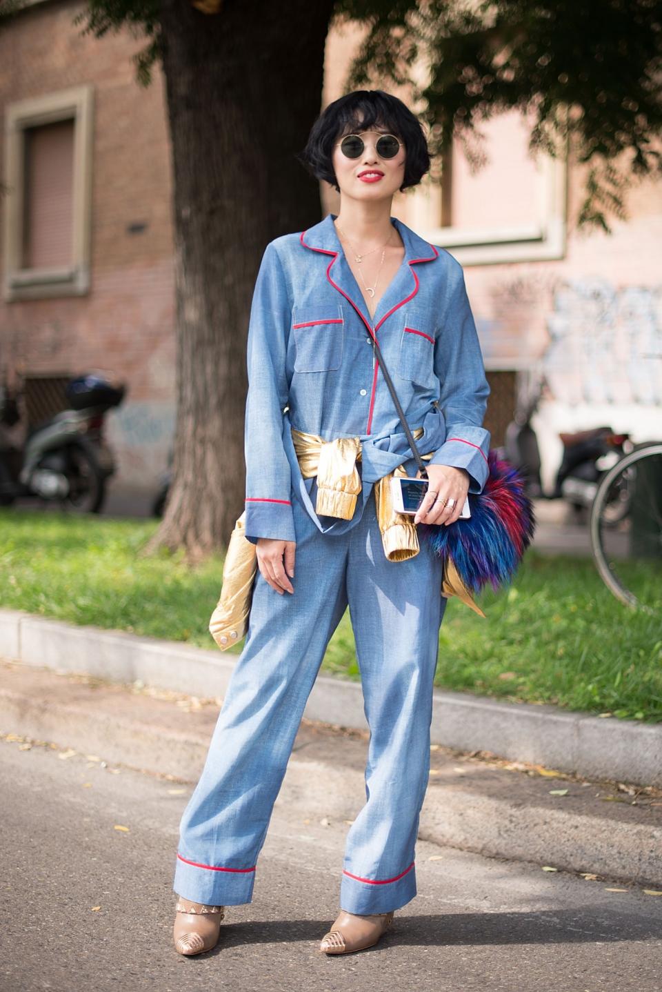 Denim dazed in this full Canadian tuxedo look.