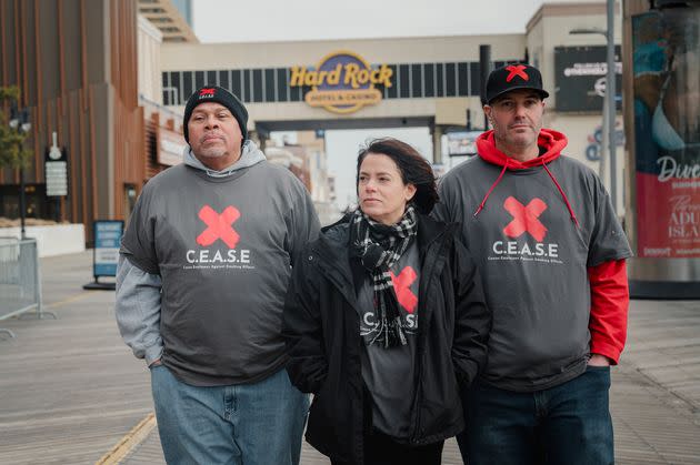 Lamont White (left), Nicole Vitola and Pete Naccarelli say they don't blame smokers for what they deal with -- they blame the state.