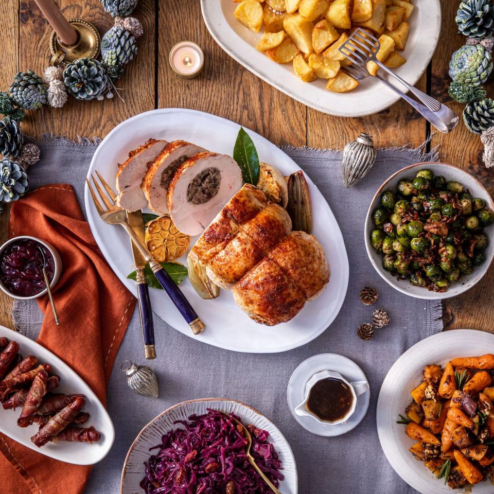 <p>Given the shocker of a Christmas most of us had last year, thanks to the Covid-19 pandemic, we're looking forward to tucking into a feast with loved ones this festive season.</p><p>Fortunately, the team at Côte are encouraging us to spend more time with the family, and less hours cooped up in the kitchen, with its nifty Côte at Home Christmas box, which takes less than 30 minutes to prepare for up to six people.</p><p>Côte’s executive chef has curated the Christmas box to include a turkey roulade with chestnut and cranberry stuffing, braised spiced red cabbage, herb and garlic brussels sprouts and mini-Toulouse sausages wrapped in streaky bacon. Veggies, meanwhile, can choose from a menu including the likes of mushroom tarts made with Portobello, oyster, shiitake, and black trompette mushrooms, and side orders. </p><p>You can even add more dishes, such as crayfish cocktails, roasted monkfish, butternut squash en croute and layered Meringue Torte with praline cream and chocolate sauce.</p><p>Prices: From £84.99 (meat box), from £49.95 (veggie), for four to six people.</p><p>Available: Nationwide. Boxes are on sale from October 19. Delivery available from November 22 - December 23.</p><p>Order <a class="link " href="https://coteathome.co.uk/christmas/" rel="nofollow noopener" target="_blank" data-ylk="slk:here;elm:context_link;itc:0;sec:content-canvas">here</a>. </p>