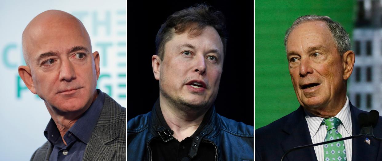 Jeff Bezos, Elon Musk and Michael Bloomberg