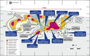 Sunbird Prospect long-section looking west showing recent drilling results