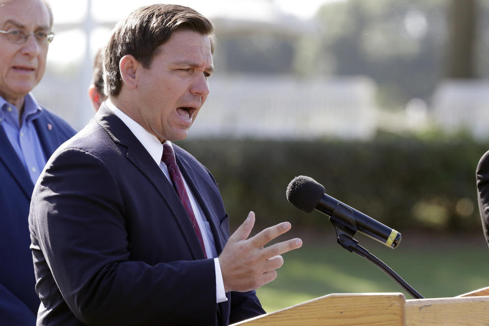 Florida Gov. Ron DeSantis has been walking a tightrope for weeks during the coronavirus crisis, trying to protect both Floridians vulnerable to the virus and the cratering economy in a state of 21 million people. (AP Photo/John Raoux, File) (Photo: ASSOCIATED PRESS)