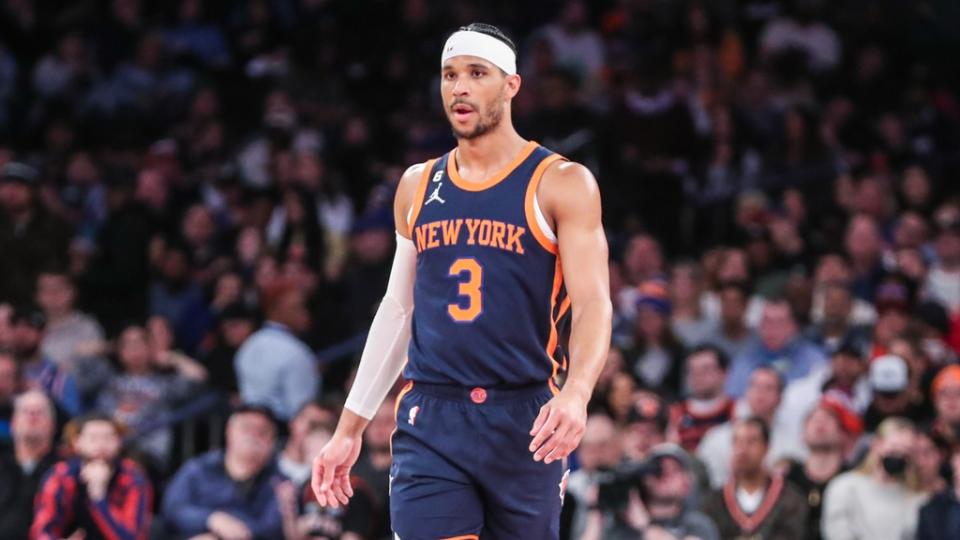Feb 25, 2023; New York, New York, USA; New York Knicks guard Josh Hart (3) at Madison Square Garden. Mandatory Credit: Wendell Cruz-USA TODAY Sports