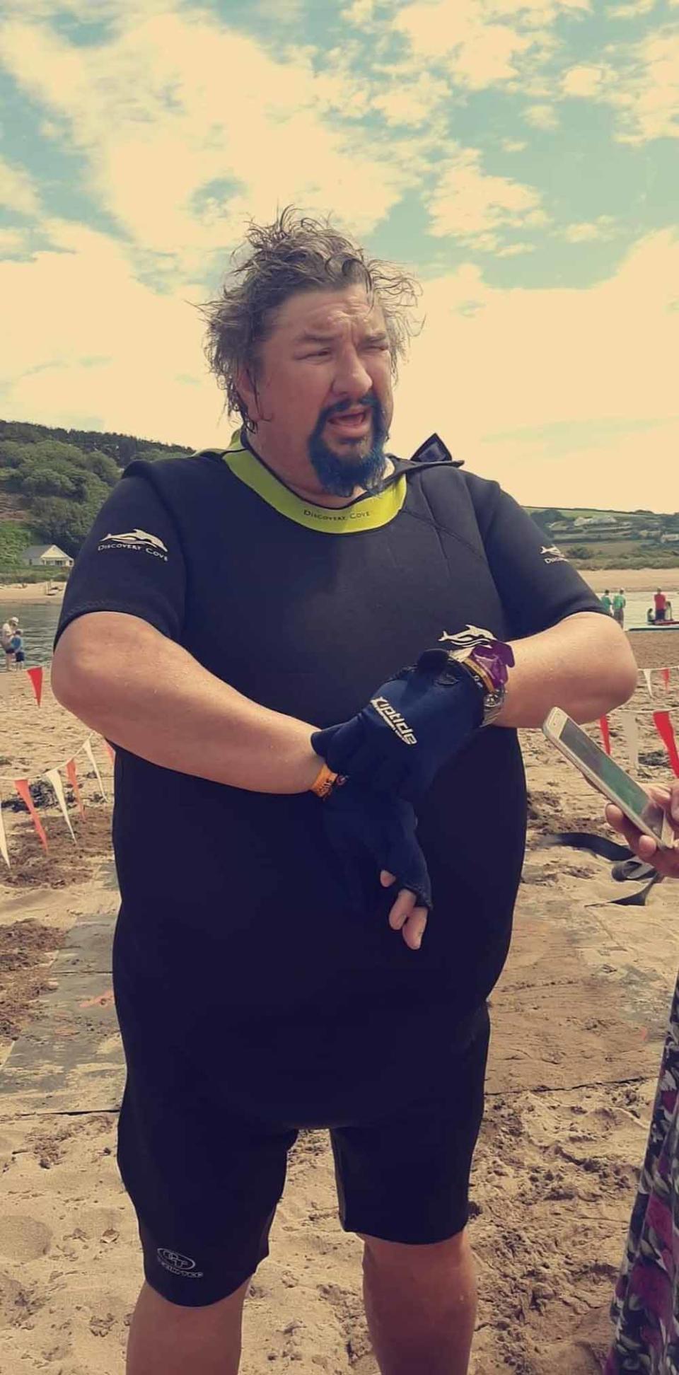 Stuart pictured here at the 6km swim event. (Collect/PA Real Life)