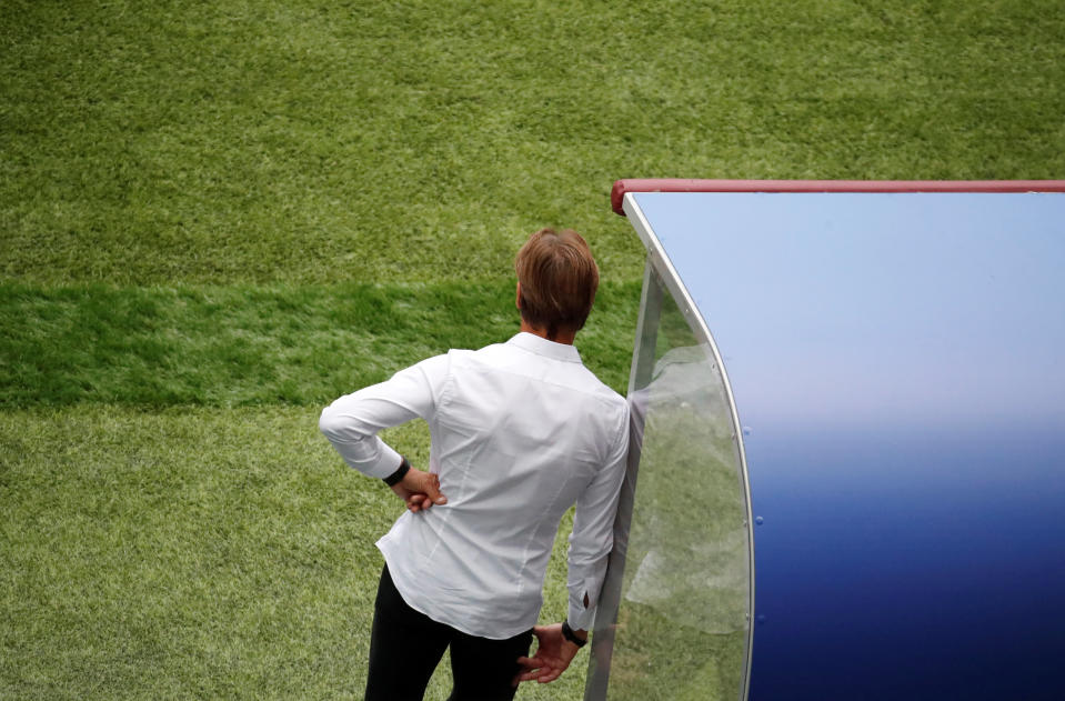 Herve Renard watches on as his side are knocked out of the World Cup
