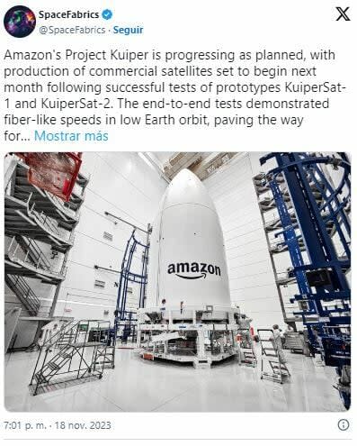 Amazon confirma una eficacia del 100% de sus satélites Kuiper