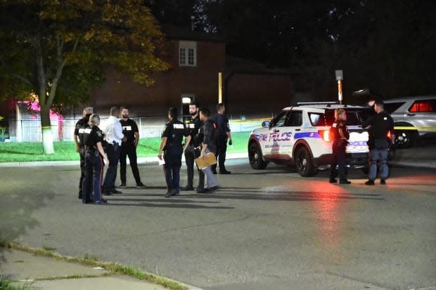 Three people were injured in a shooting at Hull Street and Airport Road Friday evening in Mississauga, according to police and paramedics.  (Jeremy Cohn/CBC - image credit)