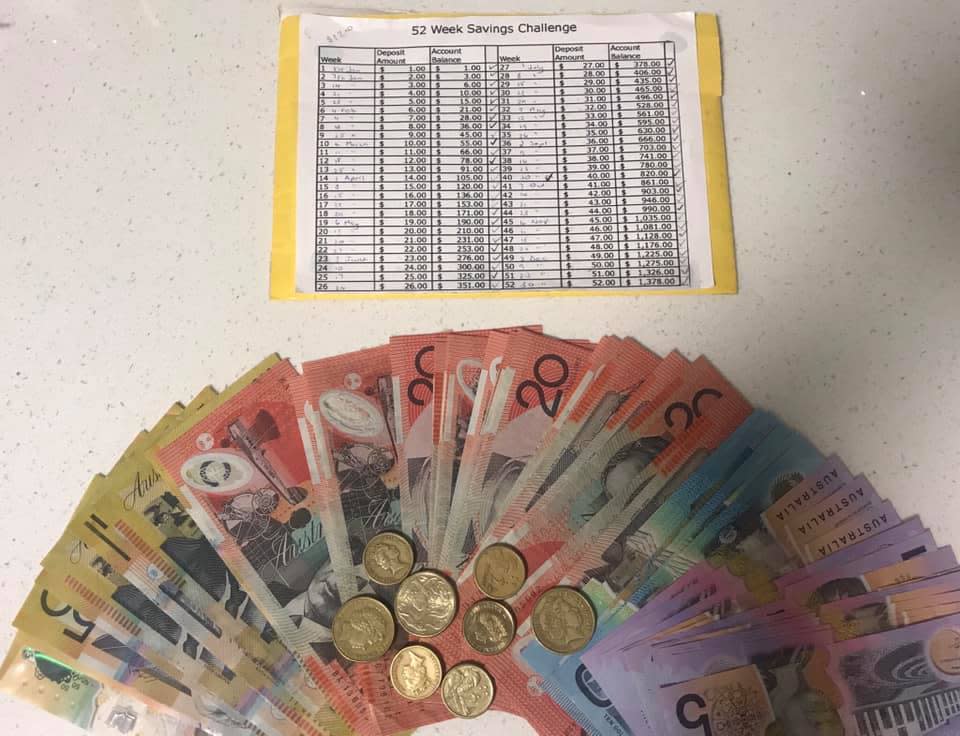 One Aussie mum's savings from the 52-Week Savings Challenge. Source: Mums Who Budget & Save