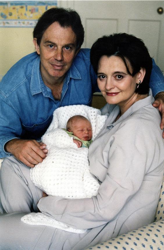 Tony and Cherie Blair with son Leo at 10 Downing Street on 21 May 2000 (Getty Images)