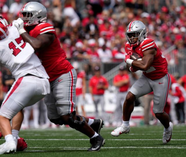 Marvin Harrison Jr. talks about Ohio State's offense in the Buckeyes' 35-7  win over Youngstown State 