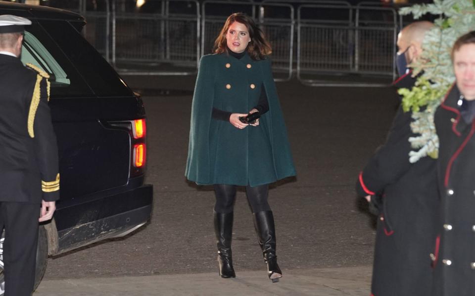 Princess Eugenie was wearing a previously seen Chloe cape - PA