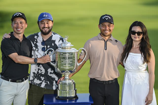 <p>Keyur Khamar/PGA TOUR via Getty Images</p> From Left: Uncle Gao-Ya Chen, brother Nico, Xander Schauffele and wife Maya on May 19, 2024