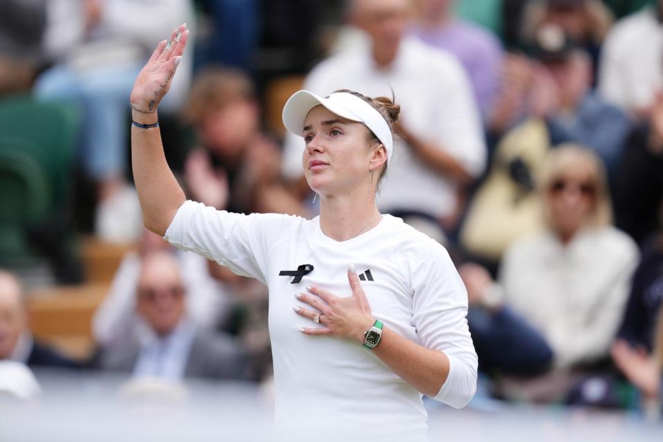Elina Svitolina reached the quarter-finals on an emotional day for the Ukrainian people on Monday (John Walton/PA) (PA Wire)