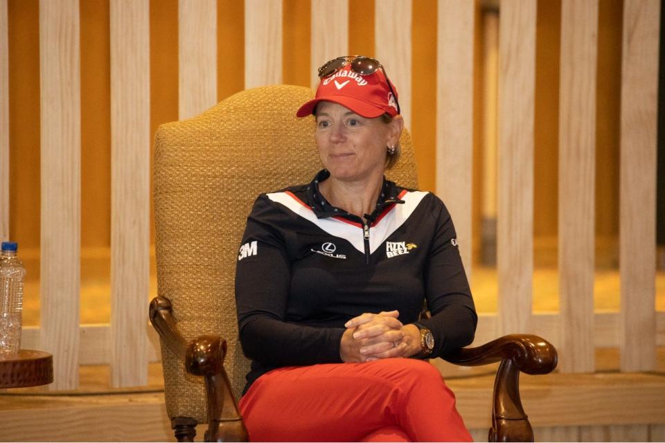 Four-time USGA champion Annika Sorenstam gives a fireside chat about her career during the U.S. Women’s Open media day at Pine Needles in Southern Pines on Tuesday, April 26, 2022. (Copyright USGA/Jason E. Miczek)