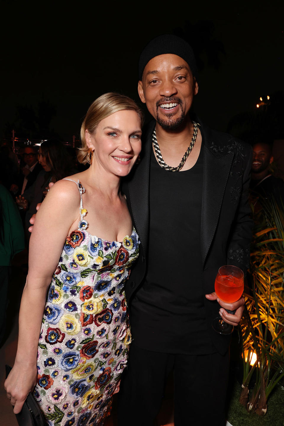 Rhea Seehorn (L) and Will Smith attend the Los Angeles Premiere of Columbia Pictures' Bad Boys Ride Or Die After Party at the Sunset Tower Hotel on May 30, 2024 in Hollywood, California.