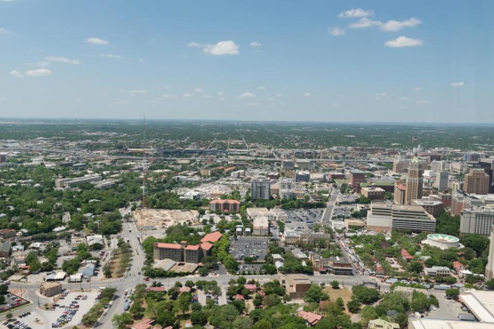 An aerial view of San Antonio. Alamy Stock Photo