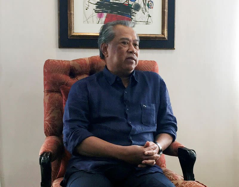 Muhyiddin Yassin, former Malaysian deputy Prime Minister, speaks during an interview with Reuters in Kuala Lumpur