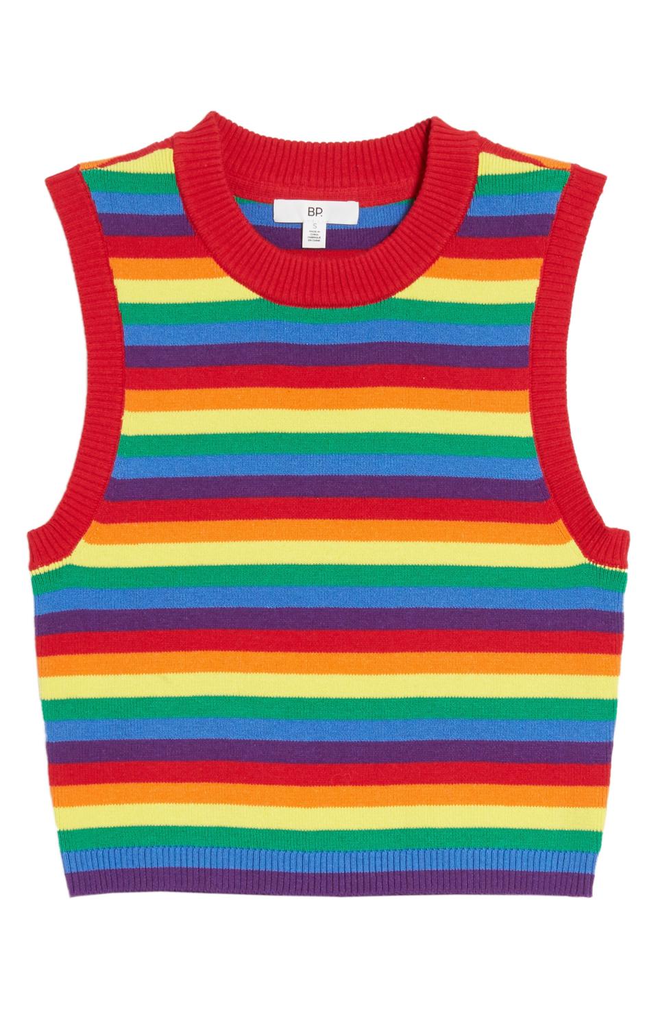 2) Be Proud by BP. Gender Inclusive Stripe Crop Sweater Tank