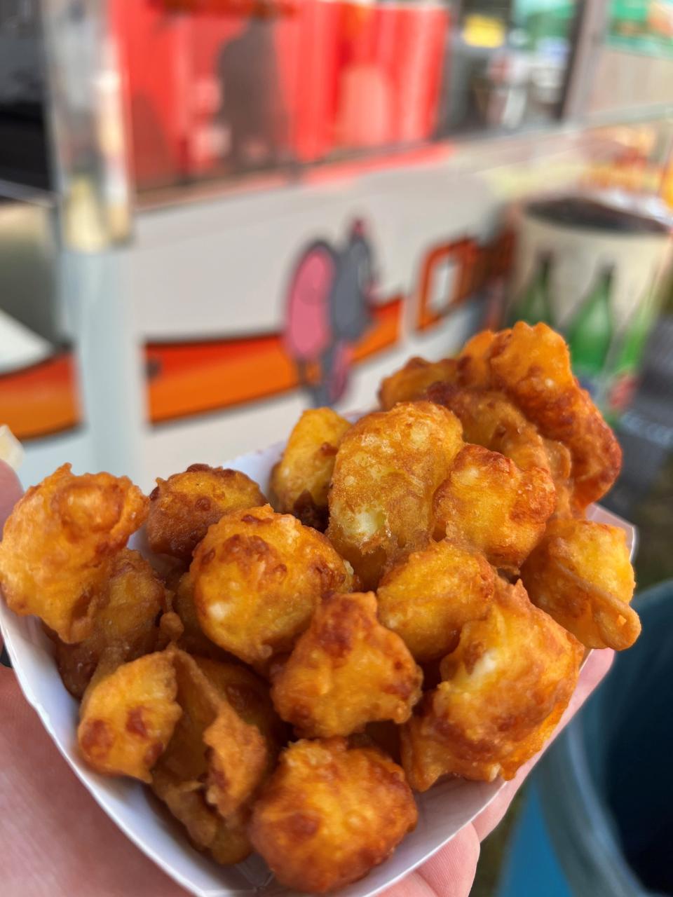 Cheese curds are one of the dishes Jess and Ian Robertson tried at the Iowa State Fair.