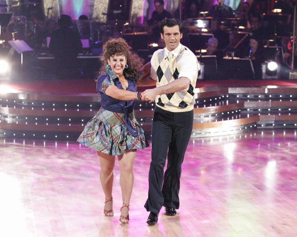 Marissa Jaret Winokur and Tony Dovolani perform a dance on the sixth season of Dancing with the Stars.