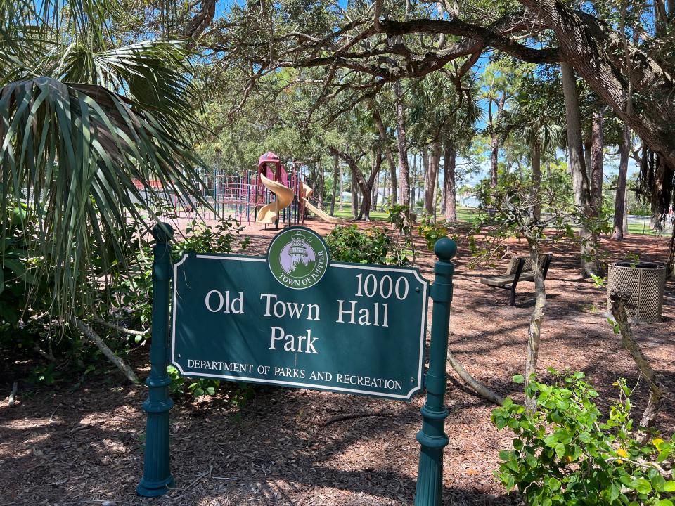 A popular playground sits on part of the Old Town Hall site in Jupiter. The Town Council on Tuesday, Sept. 19, 2023, will decide whether to preserve the property as a historic site.