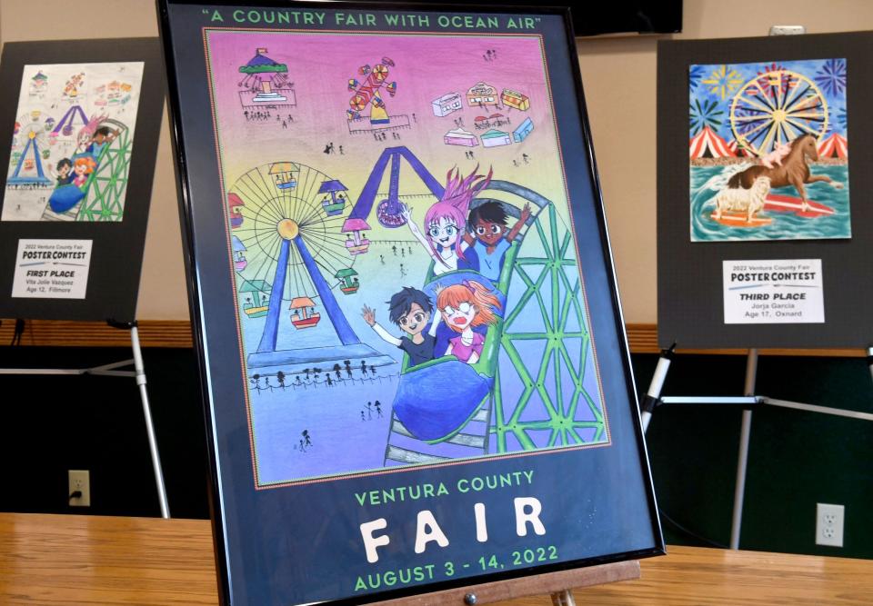 The winning entry in the 2022 Ventura County Fair poster contest was by Vita Jolie Vasquez, 12, of Fillmore was unveiled on Friday. The second- and third-place entries were also on display as the contest returned after a two-year break.