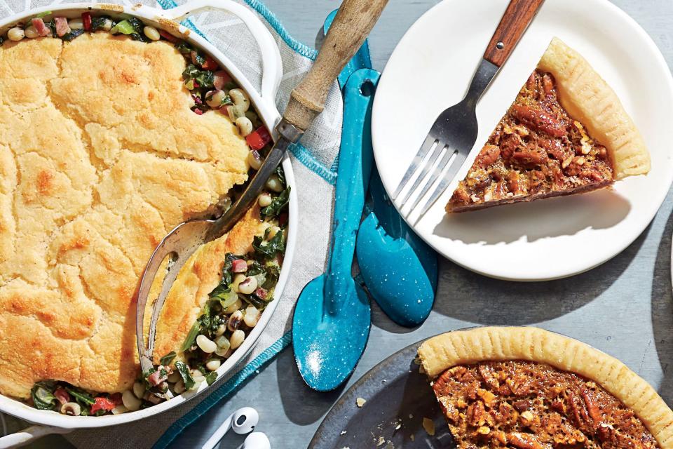 Ham-and-Greens Pot Pie with Cornbread Crust