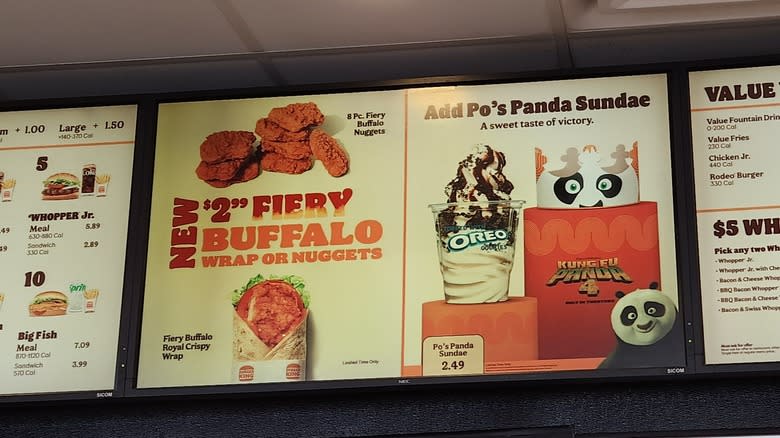 Burger King menu with Fiery Buffalo Wrap price