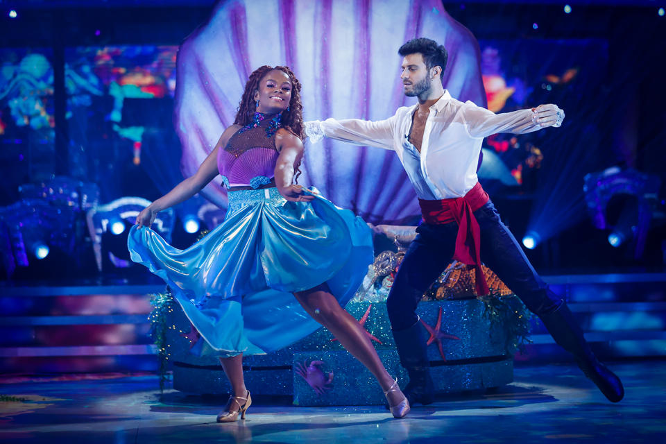 Fleur East and Vito Coppola's Little Mermaid routine. (BBC)