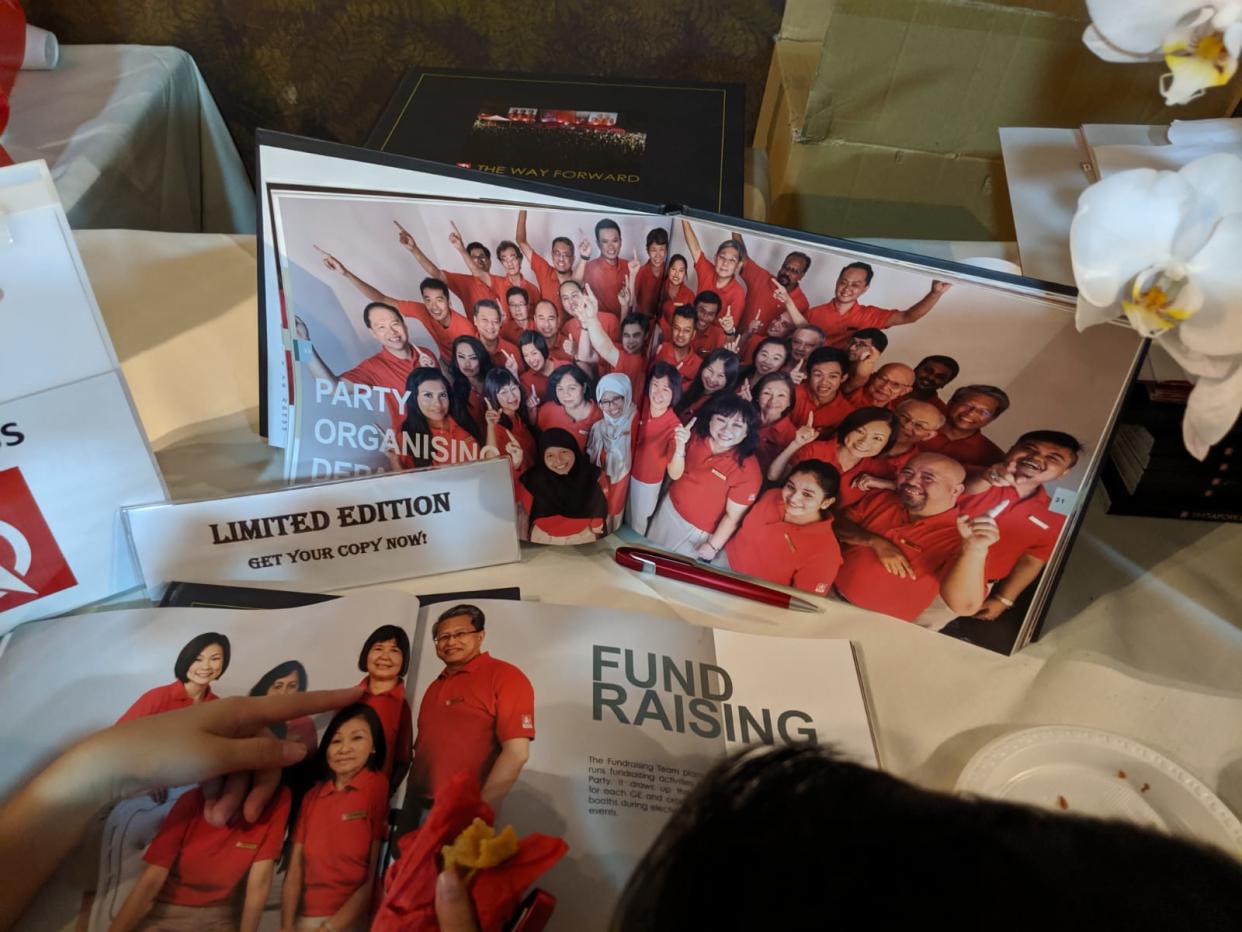 A limited hard-cover edition of SDP's coffee-table book 'The Way Forward', which contains the party manifesto for the upcoming general election, seen on 28 September, 2019. (PHOTO: Wong Casandra/Yahoo News Singapore)