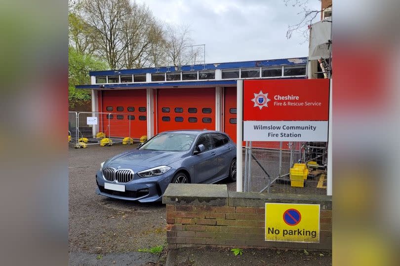 The BMW parked outside Wilmslow's fire station