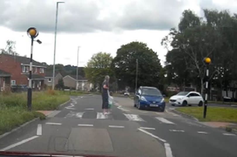 A driver 'narrowly' avoided a serious crash in Yeovil after not spotting a mum and child on a zebra crossing until the last moment