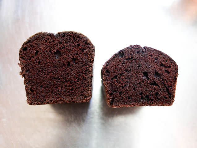 <p>Serious Eats / Marissa Sertich Velie</p> When a chocolate recipe calls for baking soda, using Dutch process cocoa doesn't fare well. The cake made with Dutch process cocoa, right, doesn't rise and has a soapy aftertaste.