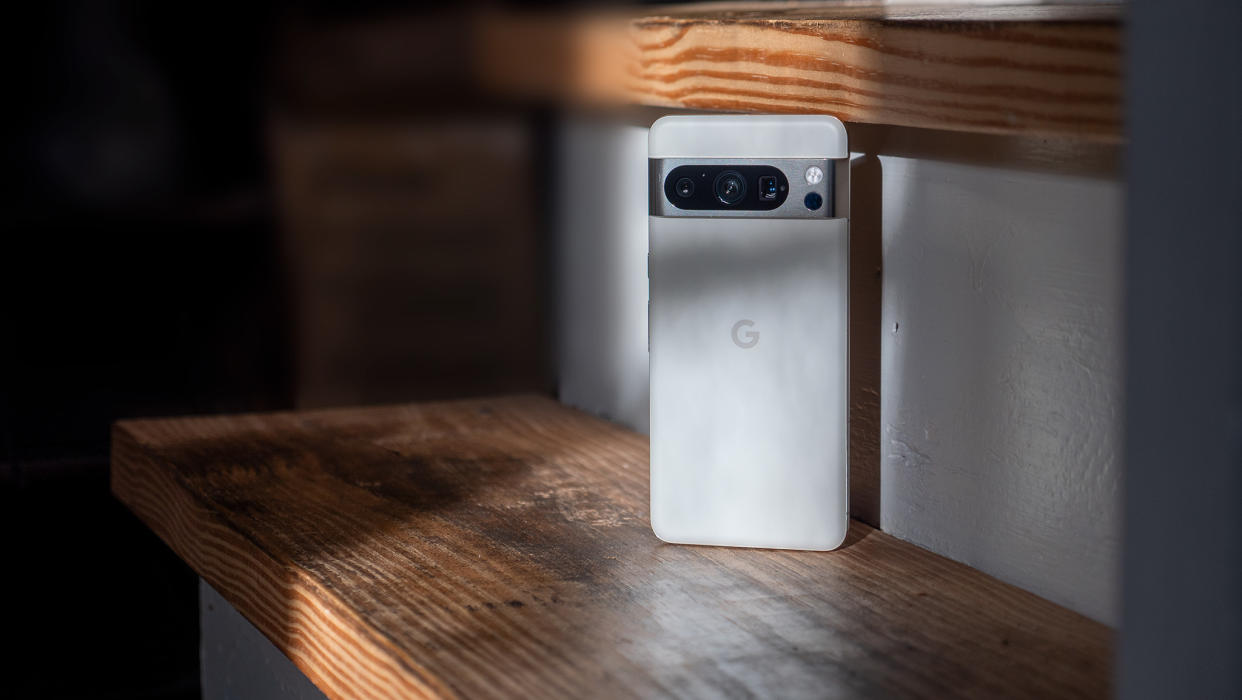  The Porcelain Google Pixel 8 Pro on the basement stairs. 