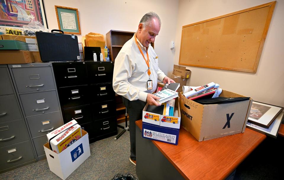 Robert Pezzella, school safety director who retires next week from Worcester Public Schools, has been packing up his office.