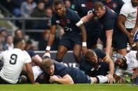 Britain Rugby Union - England v Fiji - 2016 Old Mutual Wealth Series - Twickenham Stadium, London, England - 19/11/16 England's Joe Launchbury scores a try Reuters / Andrew Winning Livepic