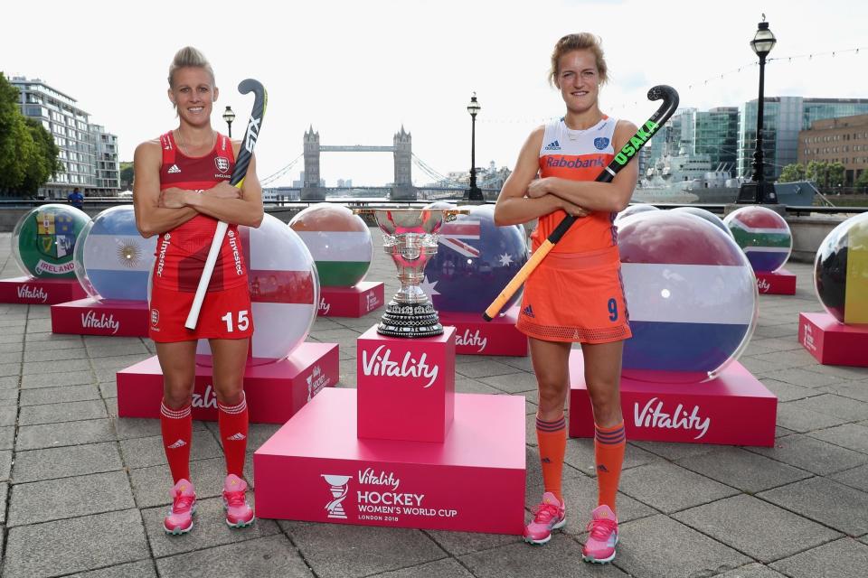 Towering aim: Alex Danson (left) and Holland’s Carlien Dirkse van den Heuvel are aiming for glory in the World Cup: PA