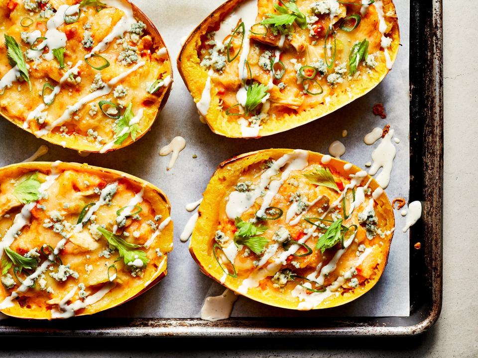 Buffalo Chicken Stuffed Spaghetti Squash