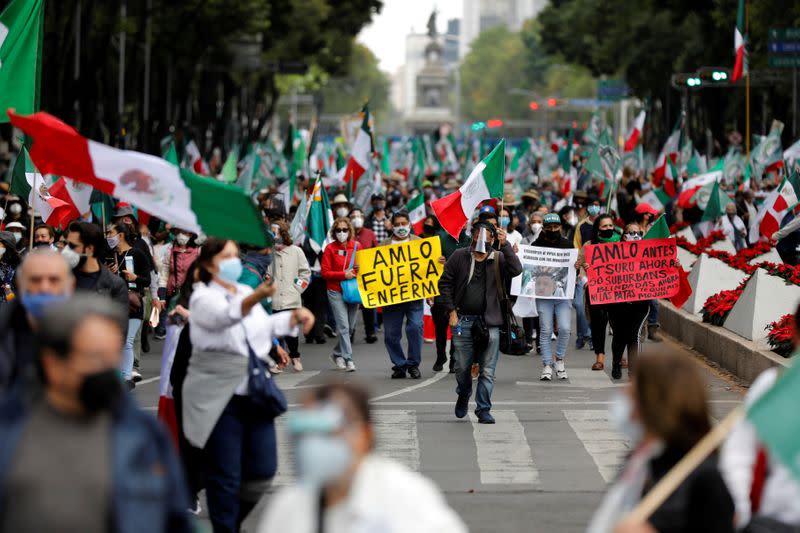 FILE PHOTO: Protest against Mexican President Andres Manuel Lopez Obrador (AMLO), in Mexico City