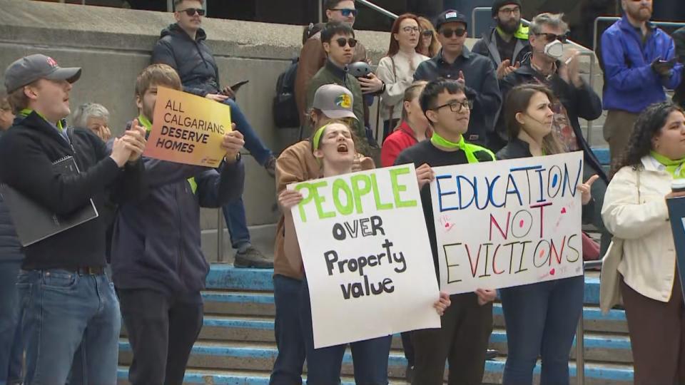 The crowd was noticeably younger at the rally in favour of the rezoning that was recommended by Calgary's affordable housing task force.