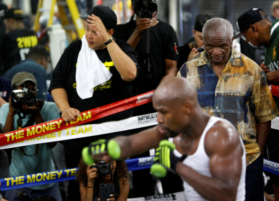 If Conor McGregor fights dirty when he steps in the ring against Floyd Mayweather Jr., expect a lawsuit from Floyd Mayweather Sr. (Reuters)