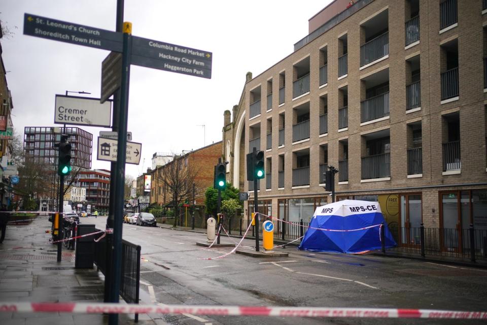 The scene of the murder in east London (Victoria Jones/PA Wire)