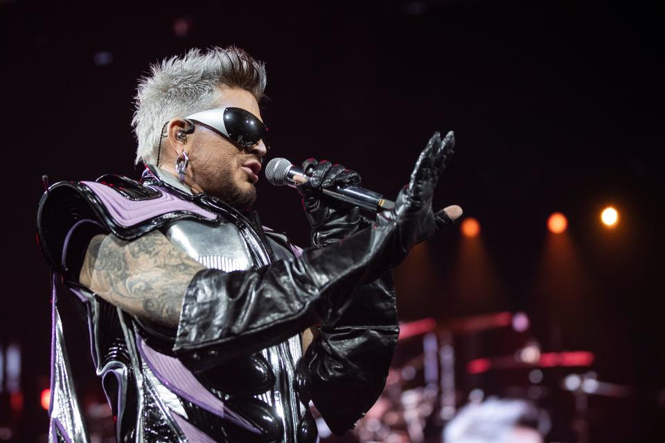 Queen + Adam Lambert perform during the Rhapsody Tour at Little Caesars Arena in Detroit on Tuesday, Oct. 10, 2023.