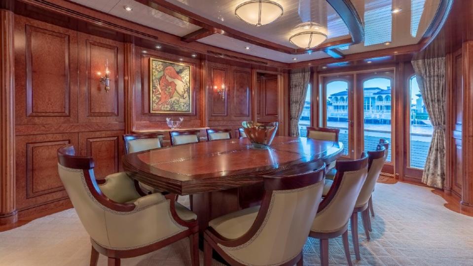 Nadan is a 151-foot classic style that was built by Burger Boat Company in 2009. It has a stunning wooden interior but mostly modern amenities. 