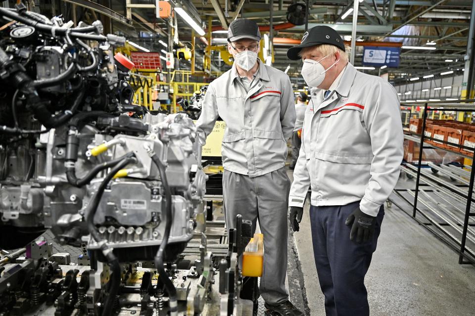 Prime minister Boris Johnson during a recent visit to the Nissan plant in Sunderland  (PA Wire)