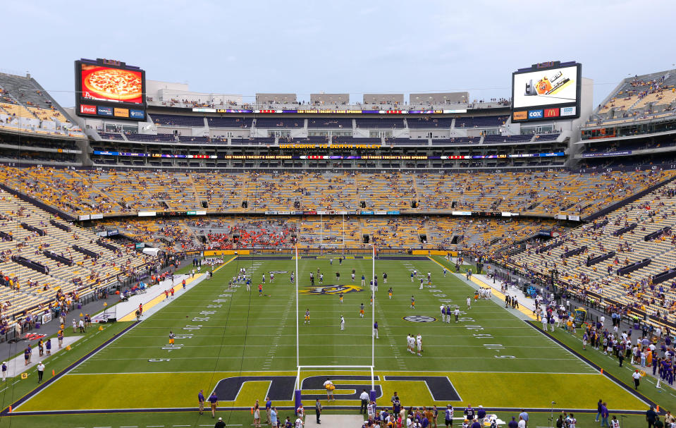 A general view of Tiger Stadium before an NCAA college football game in Baton Rouge, La., Saturday, Sept. 6, 2014. (AP Photo/Jonathan Bachman)